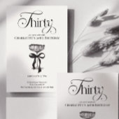 Champagne coupe Black Bow Birthday Party Invite 招待状