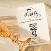 Champagne coupe Black Bow Birthday Party Invite 招待状