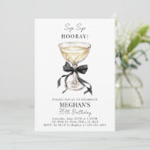 Champagne Coupe Black Bow Coquette Birthday 招待状 (スタンド正面)