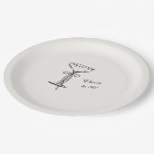 Champagne Coupe Cheers to Birthday ペーパープレート (アングル)