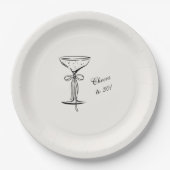 Champagne Coupe Cheers to Birthday ペーパープレート (正面)