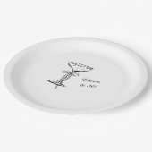 Champagne Coupe Cheers to Birthday White ペーパープレート (アングル)