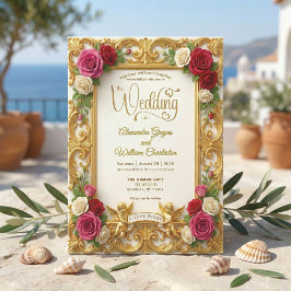 Champagne Cream & Blush Pink Faux Foil Wedding 招待状