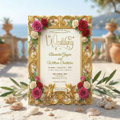 Champagne Cream & Blush Pink Faux Foil Wedding 招待状