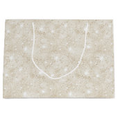 Champagne Cream Sand Glitter Birthday ラージペーパーバッグ (正面)