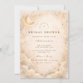Champagne Crescent Moon Bridal Shower 招待状 (正面)