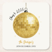 Champagne Disco Ball 2026 New Year Eve スクエアペーパーコースター (正面)