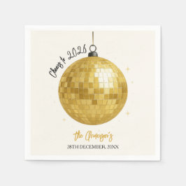 Champagne Disco Ball 2026 New Year Eve スタンダードカクテルナプキン