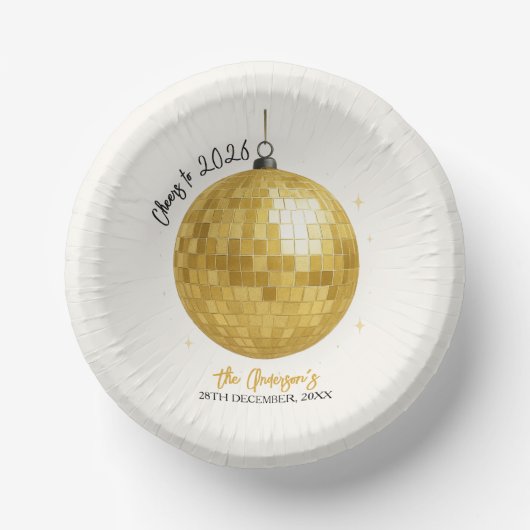 Champagne Disco Ball 2026 New Year Eve ペーパーボウル (正面)