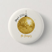 Champagne Disco Ball 2026 New Year Eve 缶バッジ (正面)