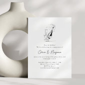 Champagne Drawing Minimalist Engagement Party 招待状