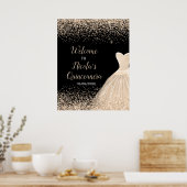 Champagne Dress Faux Glitter Quinceanera Welcome ポスター (キッチン)