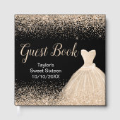 Champagne Dress Faux Glitter Sweet 16 Birthday ゲストブック (正面)