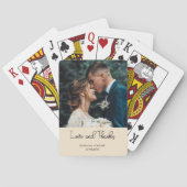 Champagne Elegant Wedding Love and Thanks Photo トランプ (裏面)