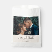 Champagne Elegant Wedding Love and Thanks Photo フェイバーバッグ (正面)