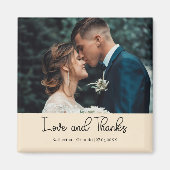 Champagne Elegant Wedding Love and Thanks Photo マグネット (正面)