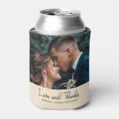 Champagne Elegant Wedding Love and Thanks Photo 缶クーラー (缶正面)