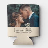 Champagne Elegant Wedding Love and Thanks Photo 缶クーラー (裏面)