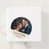 Champagne Elegant Wedding Love & Thanks Photo フェイバータグ (インサイチュ)