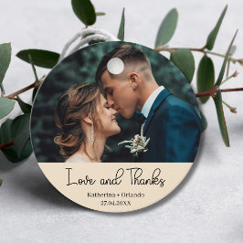 Champagne Elegant Wedding Love & Thanks Photo フェイバータグ