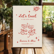 Champagne Engagement Party Welcome Sign Hand-Drawn