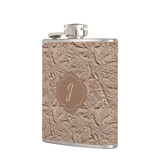 Champagne Faux Tooled Leather Vinyl フラスク (左)