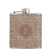 Champagne Faux Tooled Leather Vinyl  フラスク (正面)
