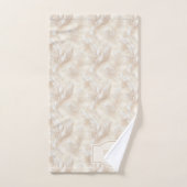 Champagne Feathers Delicate Tan Monogrammed バスタオルセット (ハンドタオル)