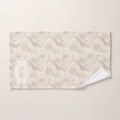 Champagne Feathers Delicate Tan Monogrammed バスタオルセット (ハンドタオル)