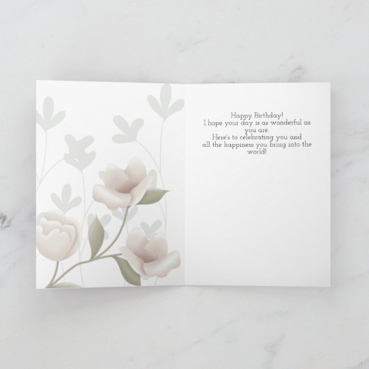 Champagne Floral Birthday Card カード (内部)
