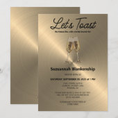 Champagne Flute Toast Bridal Shower Template 招待状 (正面/裏面)