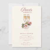 Champagne Flutes & Pearls Bridal Shower  招待状 (正面)