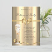 Champagne Glass Bow Gold Retirement Party 招待状 (スタンド正面)