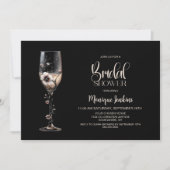 Champagne Glass Floral Bridal Shower 招待状 (正面)