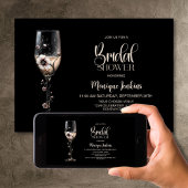 Champagne Glass Floral Bridal Shower 招待状