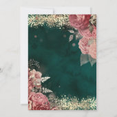 Champagne Glass Gold Confetti Floral Green 60th  招待状 (裏面)