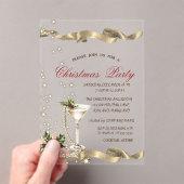  Champagne Glass Pearls Corporate Christmas Party アクリル招待状 (インサイチュ (ポータブル))