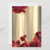 Champagne Glass Red Roses Gold Retirement Party 招待状 (裏面)