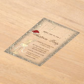 Champagne Glass Santa Hat Christmas Party アクリル招待状 (レイダウン)