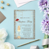 Champagne Glass Santa Hat Christmas Party アクリル招待状 (インサイチュ (ウェディング))