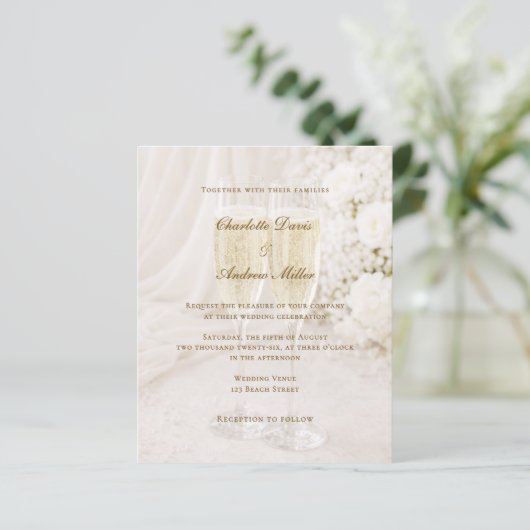 Champagne Glass Soft Draped wedding invitation (スタンド正面)