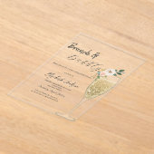Champagne Glass White Flower Brunch & Bubbly  アクリル招待状 (レイダウン)