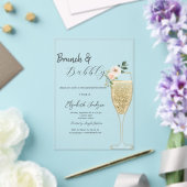 Champagne Glass White Flower Brunch & Bubbly  アクリル招待状 (インサイチュ (ウェディング))