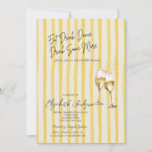 Champagne Glass Yellow Stripes Bridal Shower 招待状 (正面)