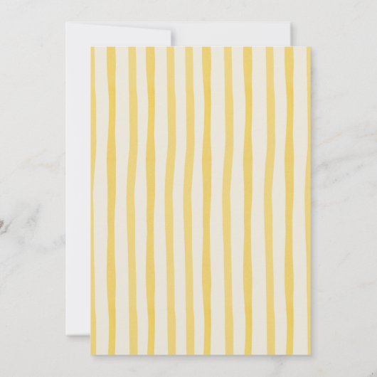 Champagne Glass Yellow Stripes Bridal Shower 招待状 (裏面)
