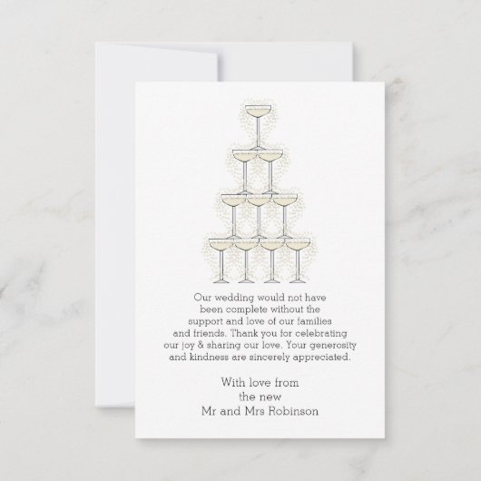 Champagne Glasses Simple Wedding サンキューカード (裏面)