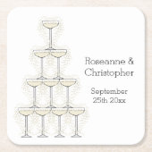 Champagne Glasses Simple Wedding スクエアペーパーコースター (正面)