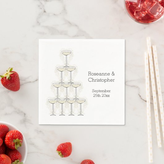 Champagne Glasses Simple Wedding スタンダードカクテルナプキン (インサイチュ)