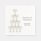 Champagne Glasses Simple Wedding スタンダードカクテルナプキン (正面)