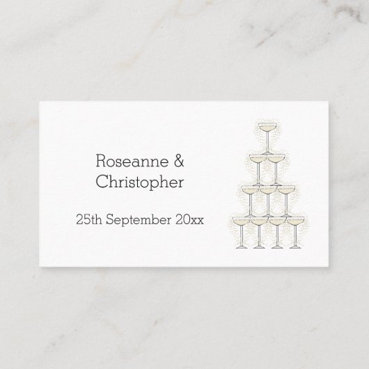 Champagne Glasses Simple Wedding プレイスカード (裏面)